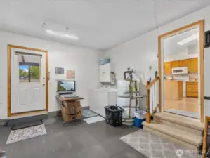 Garage is wide open space with Door to Backyard.
