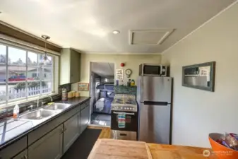 Kitchen with all stainless appliances