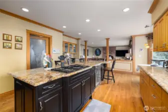 Chefs kitchen is open to the family room.