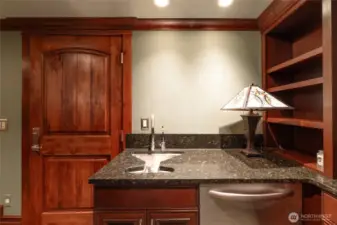 Sink in the theater plus two drawer fridge.
