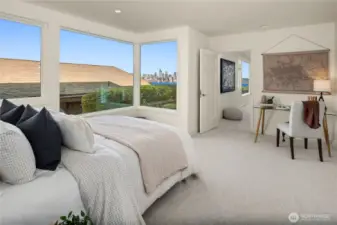 This 2nd bedroom also features downtown views while laying in bed as well as a king sized bedroom.