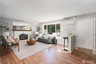 Living room with fireplace.