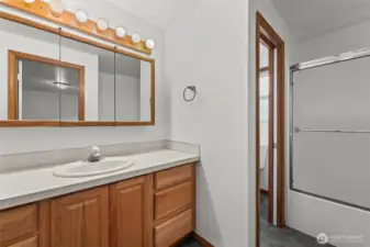 Main floor bath attached to bedroom.