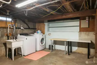 Unfinished basement and laundry