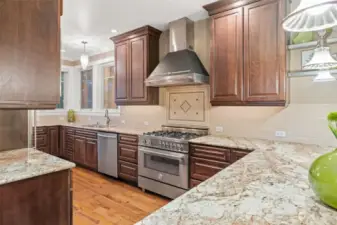 Marble counters throughout the kitchen