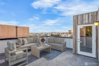 Incredible sunsets over Seattle, Pioneer Square, the Olympic Mountains and Lumen & Safeco Field from your southwest rooftop terrace!! Oh, and Mt. Rainier.
