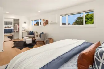 Looking towards the closets you get a sense of how big this bedroom is.