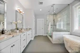 Spa like escape with heated floors