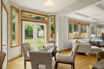 With a breakfast nook and doors to the great outdoors!