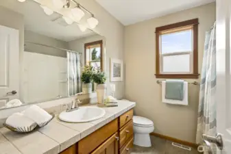Upstairs full bath off the landing...