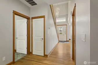 Downstairs hall with access to the garage, laundry...
