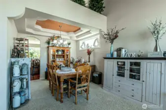 Check out the coved ceiling