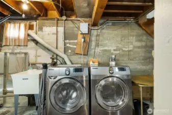 Basement with Wash Tub and Included Washer/Dryer