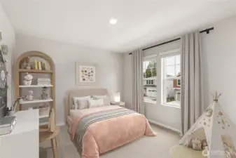 PDaylight basement bedroom.  Photos are for representational purposes only. Colors and finishes may vary