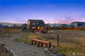 Custom zen walking path with bench
