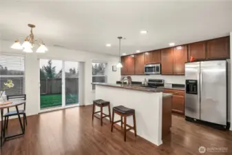 bar seating looking out to the backyard