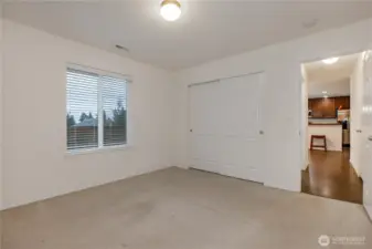 Bedroom #1, downstairs, with reach in closet
