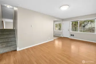 Stairs from both sides of each unit make central access to the upstairs easy.