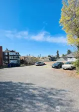 The buildings parking lot