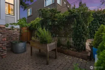 The sweetest front patio/gardening area