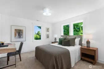 Bedroom on top floor faces east