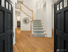 Grand staircase that Wood River homes are known for