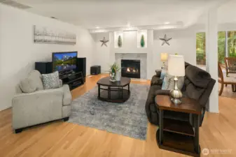 Cozy gas fireplace in family room