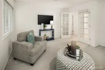 French door entry into 200sf bonus room