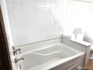 Soaking tub in guest bath