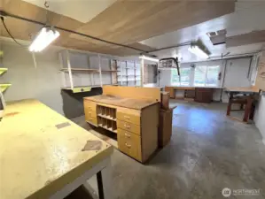Workshop from lower level hall near 3/4 bath