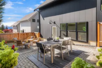 Fully fenced yard with peak views of the Sound—ideal for entertaining, gardening, or play