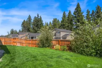 Yes, the grass is really that green...underground sprinklers keep it soft and green all summer long.