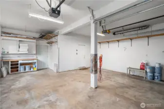 Oversized 2 car garage with walk out