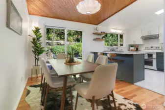 Dining room with slider to the backyard.