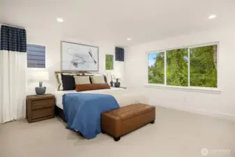 Primary bedroom with beautiful views   Photos are for illustrative purposes only