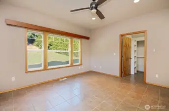 There is a spacious walk in closet for the primary bedroom.