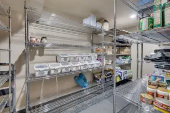 Lower level food storage, located adjacent to the wine cellar, is a culinary haven designed for optimal accessibility of various food items.  This space is planned to complement the wine cellar and enhance the overall culinary experience.