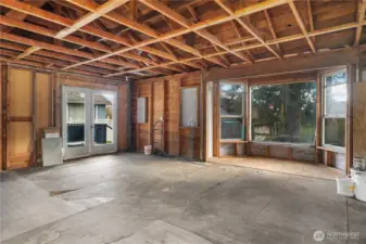 Down to the studs. No OSB.