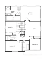 Upper floor layout of the 2925B.