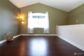 Bamboo Flooring in the Primary Bedroom with Loft area and Vaulted ceilings.