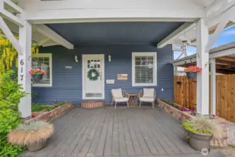 Lavish front porch, room for the BBQ