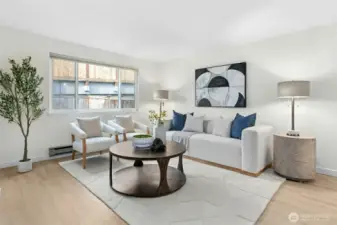 Living room looks out to the patio/yard.