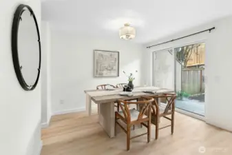 Space for a large dining table opening out to the patio.