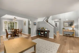 View of dining room from living area that's to the left of the main entry.