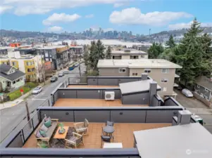 Unit for sale is one deck closer to the city than the staged deck