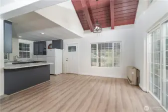 Kitchen & living room with propane gas heater!