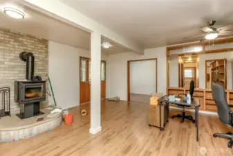 Main floor living room with entry