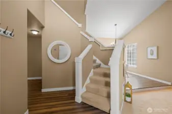 Grand entry with high ceilings.