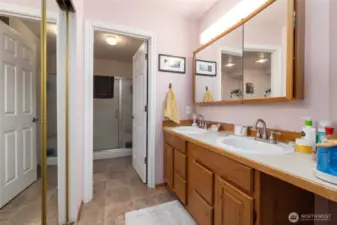 Private primary ensuite bathroom.  Double vanity.