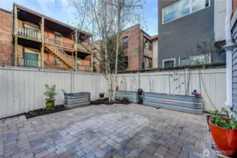 rare and large private patio for relaxing, gardening and entertaining